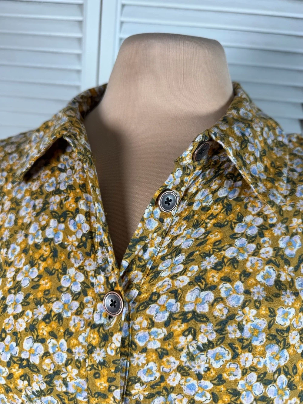 Free People Debbie-Jean Shirtdress Floral Maxi Dress Mustard Yellow Pockets M - Picture 4 of 16